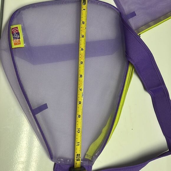 Girlfitti Purple Mesh Velcro Adjustable Body Bag w/ Mesh Wallet & Yellow Zippers - Picture 11 of 15